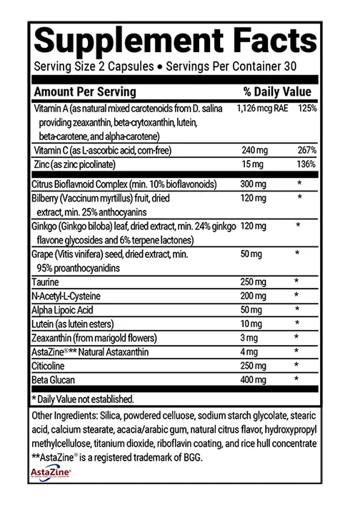 Advanced Vision Formula Supplement Fact