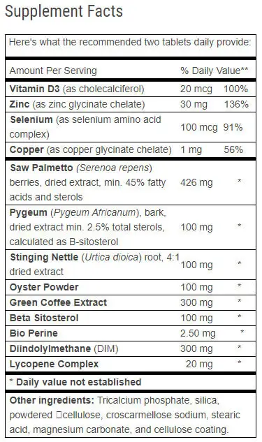 Advanced Prostate Formula Ingredients